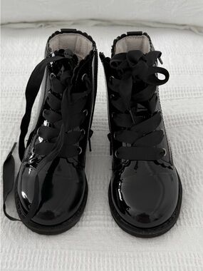 Josephine Scallop Boot Patent Lace-Up Ankle Boots for size 8 girls